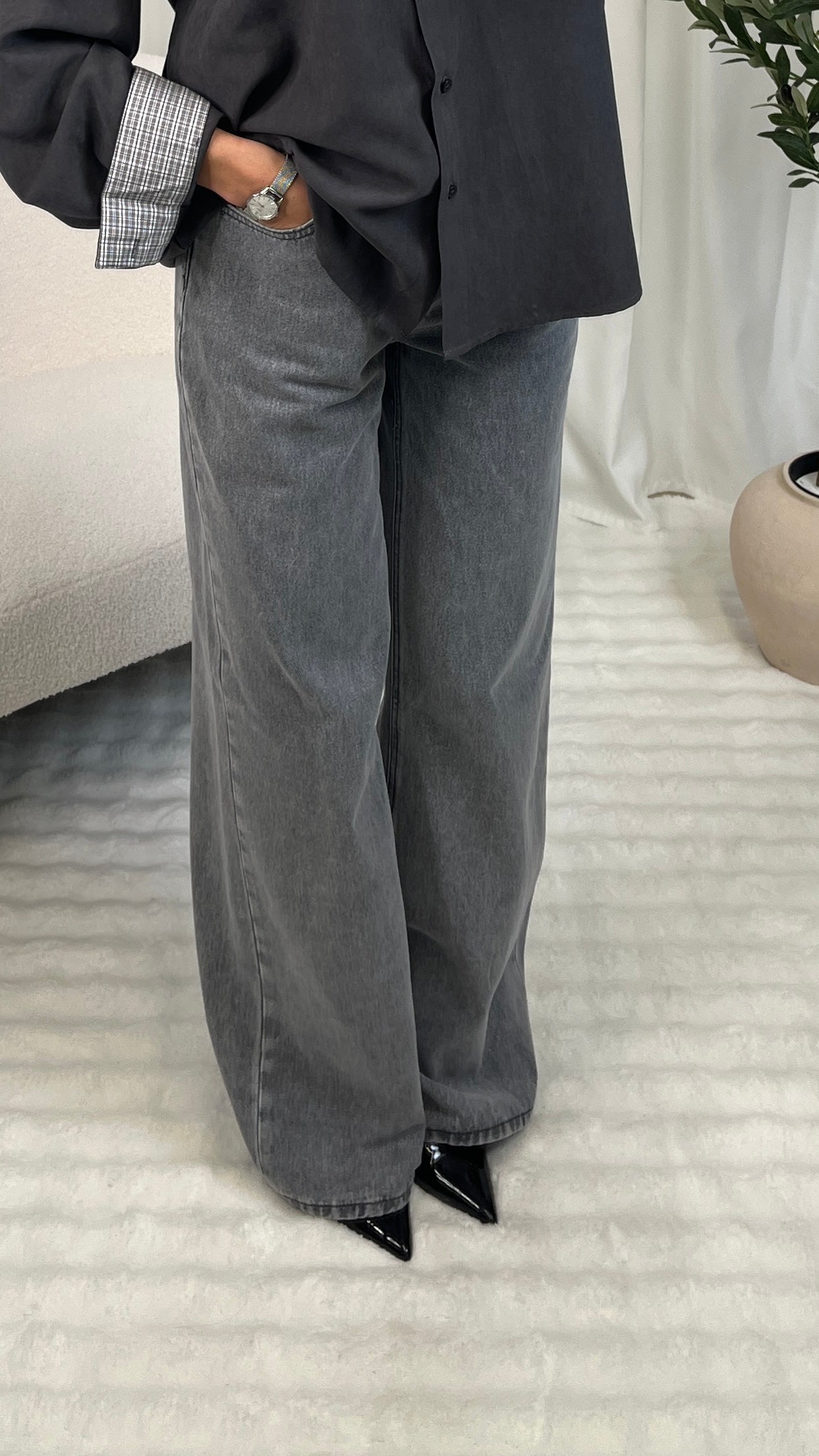 Jean droit taille haute