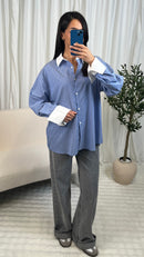 Chemise bleue à rayures