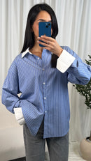 Chemise bleue à rayures