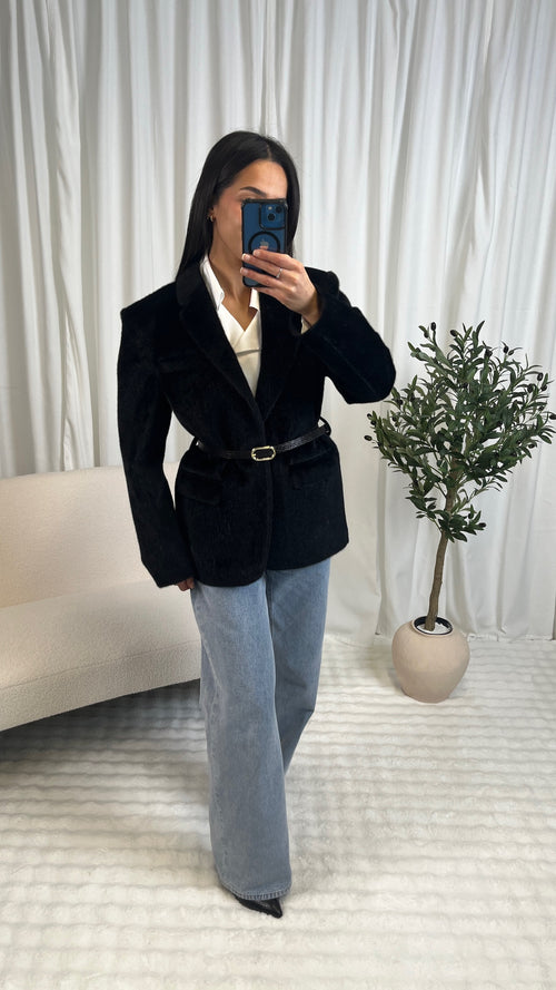 Blazer fourrure noir
