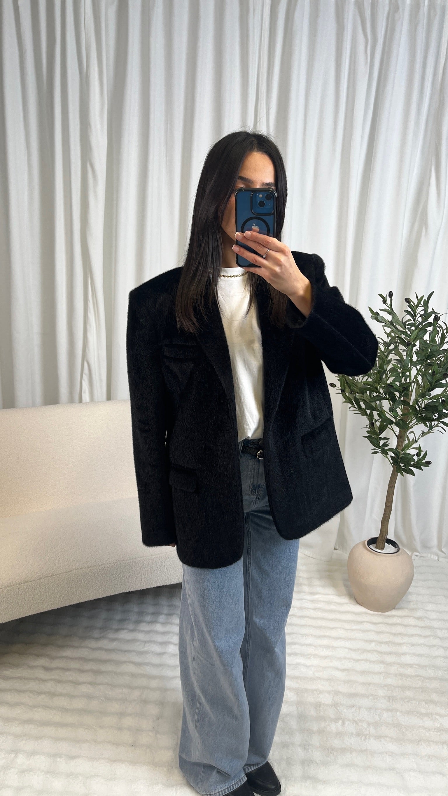 Blazer fourrure noir