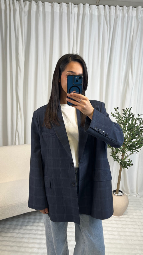 Blazer à carreaux bleu