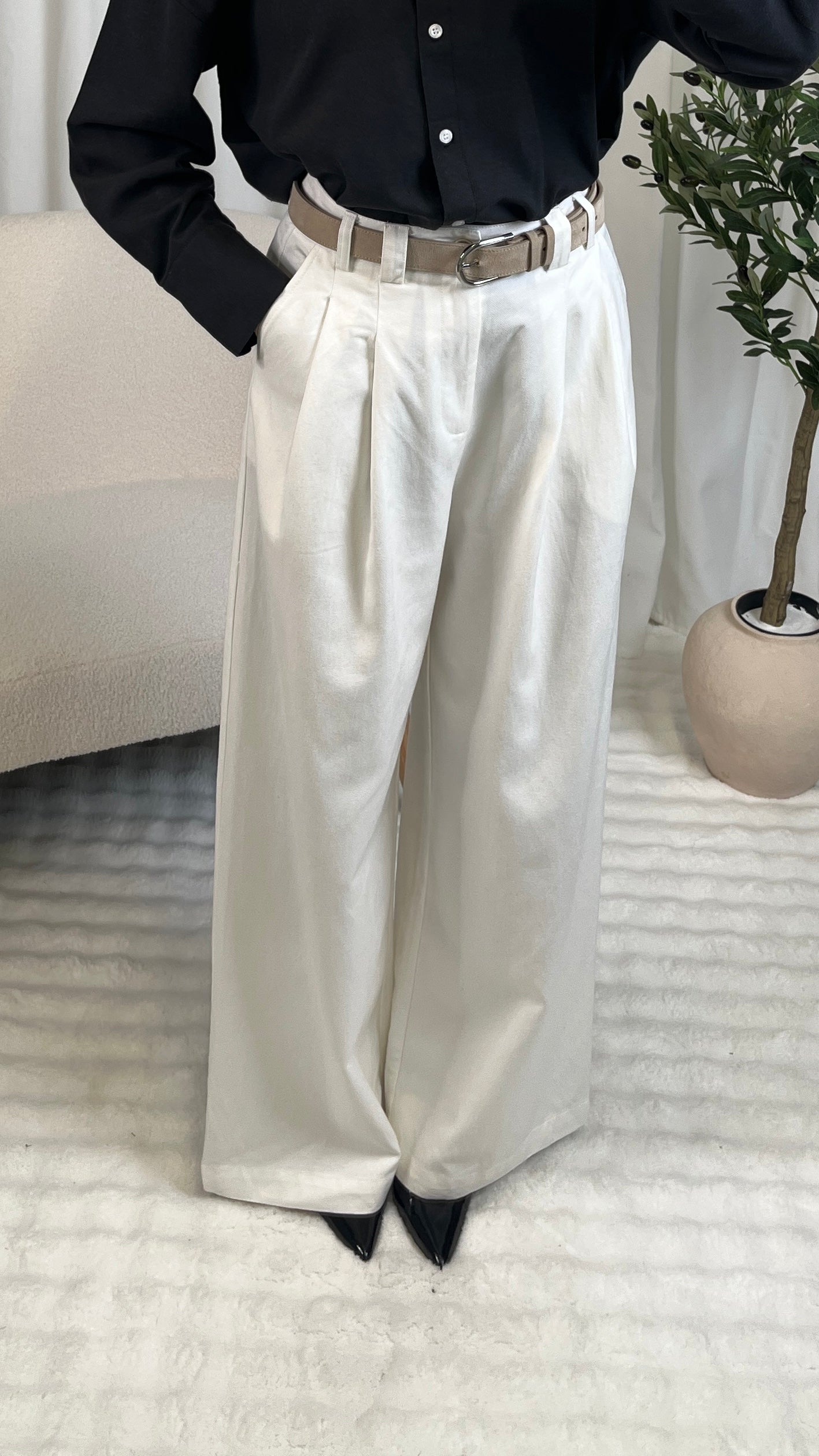 Pantalon blanc large
