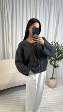 Cardigan gris détail épaules