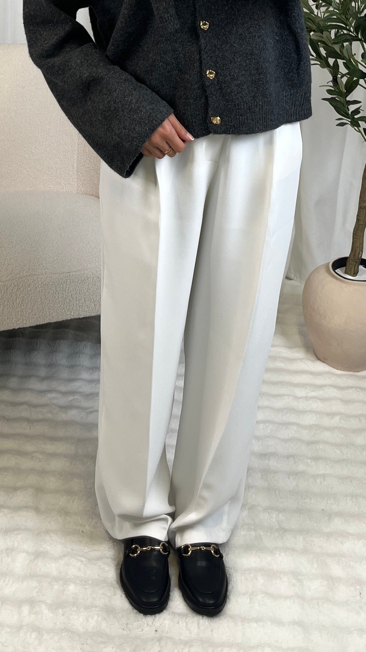 Pantalon taille haute à pinces