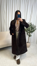 Manteau à fourrure marron