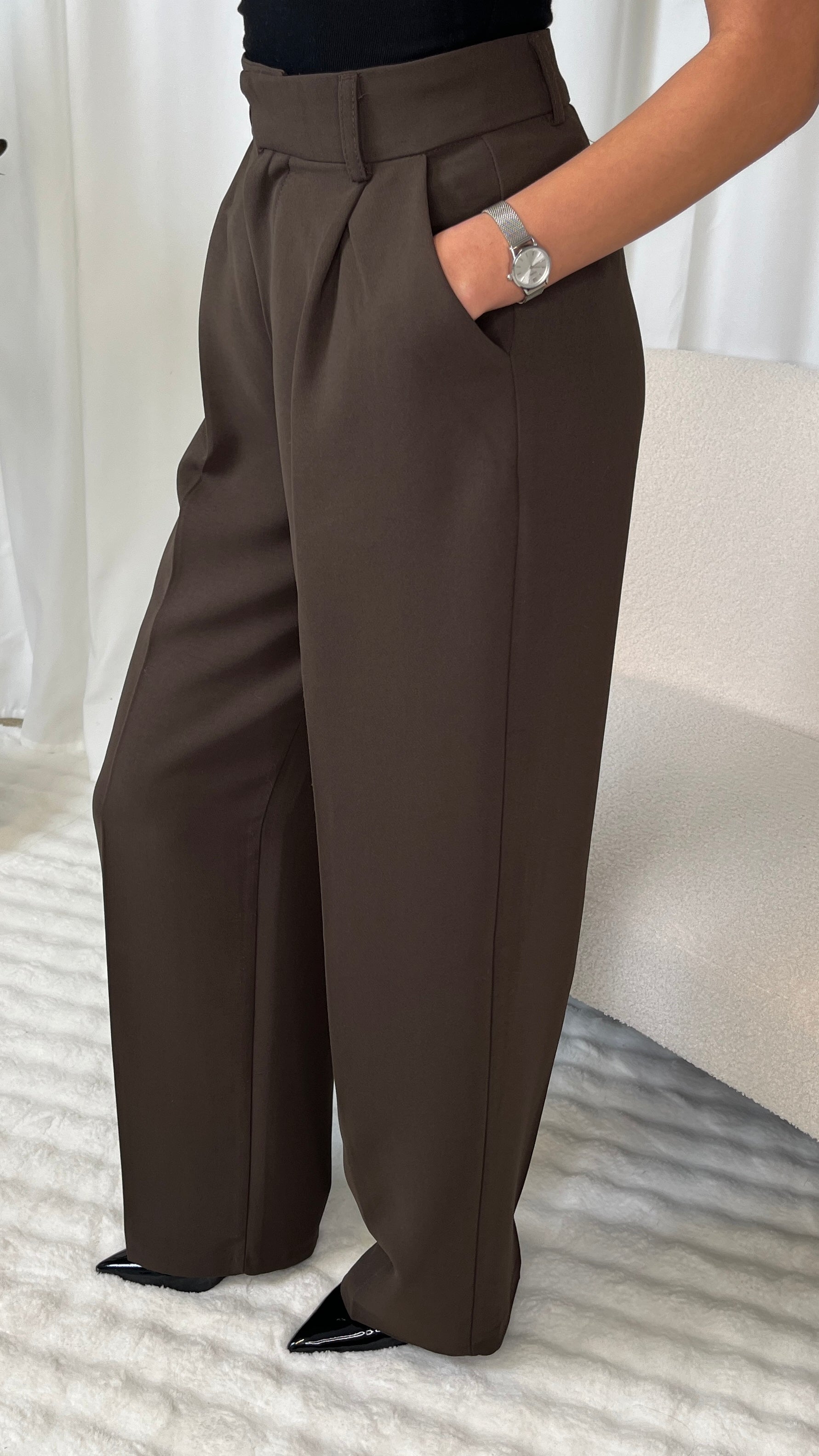 Pantalon taille haute à pinces
