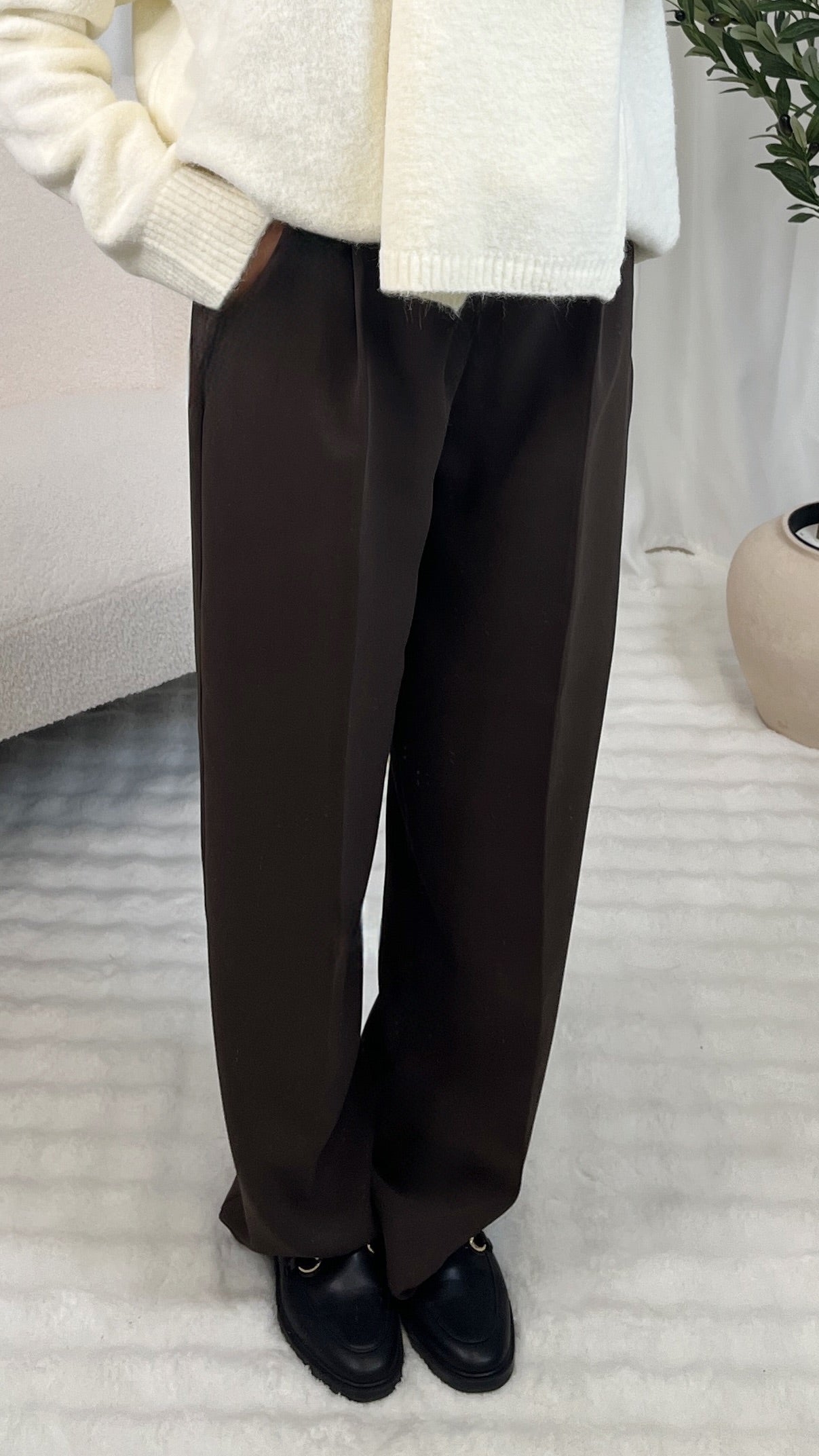 Pantalon taille haute à pinces