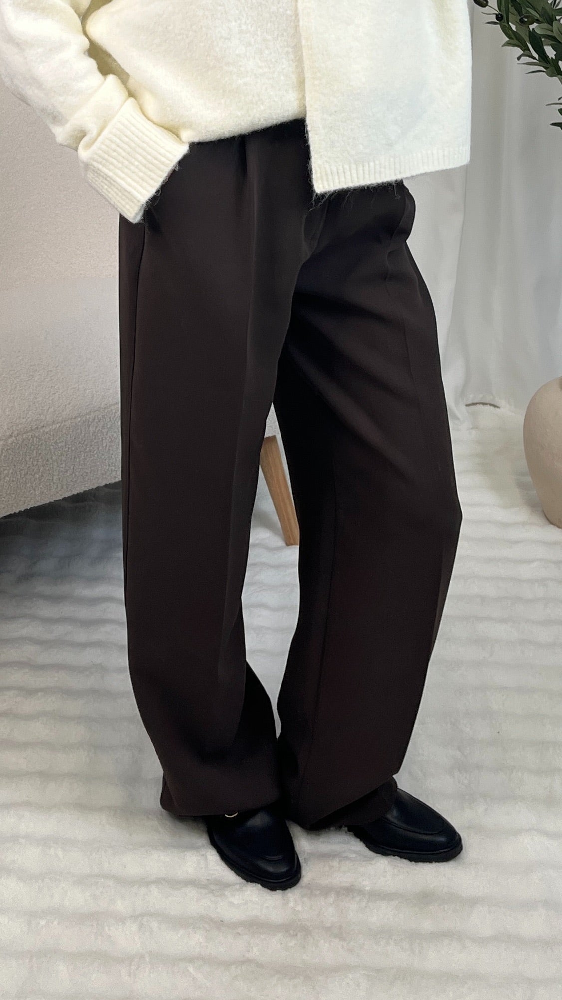 Pantalon taille haute à pinces